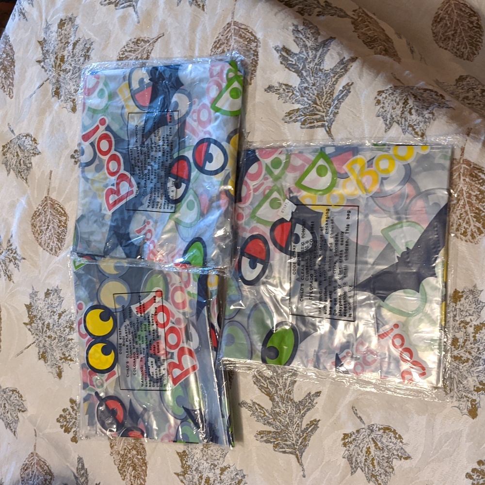 3 NEW Current Inc Halloween BOO! Themed Child Plastic Ponchos